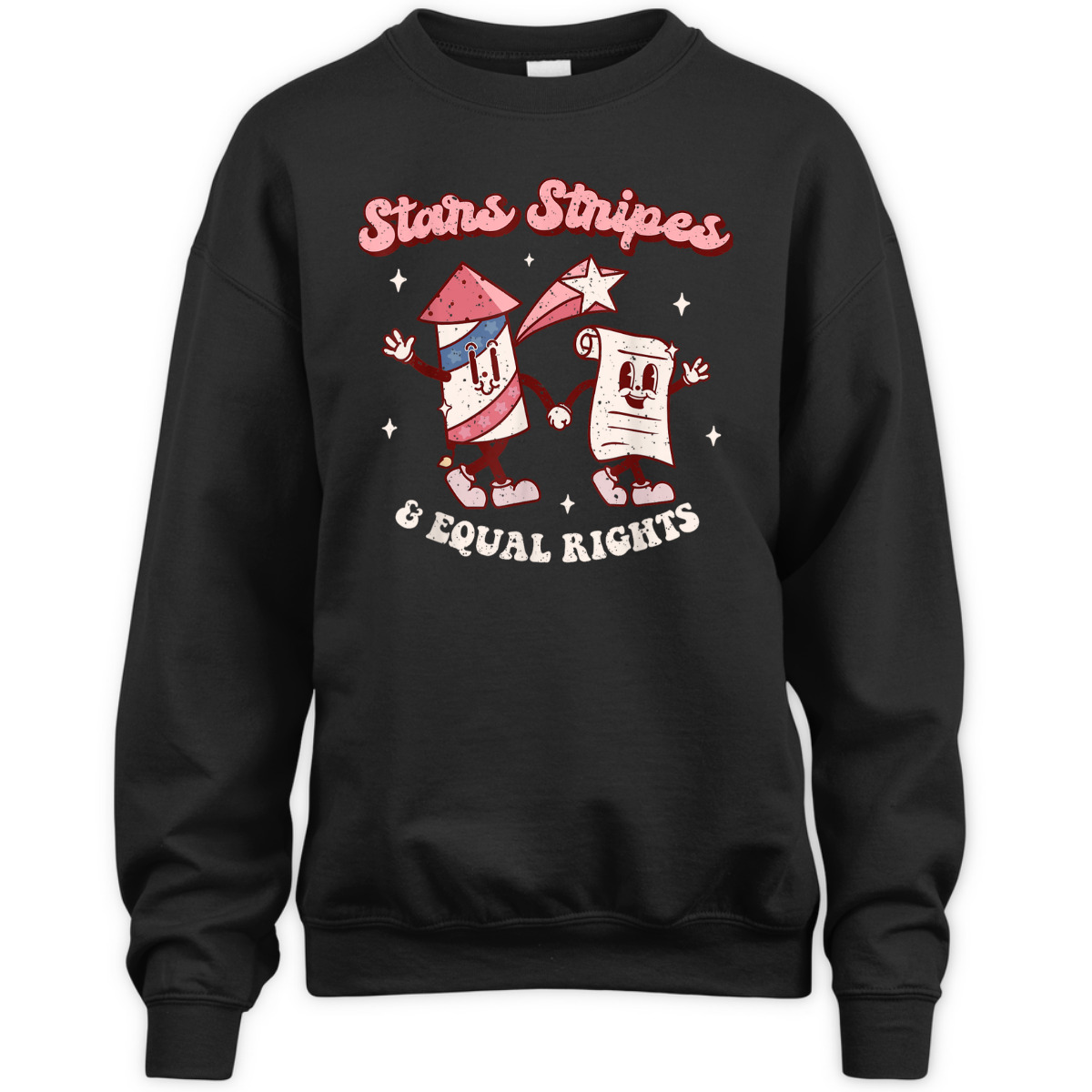 Stars Stripes & Equal Rights 4th Of July Retro Groovy T-Shirt