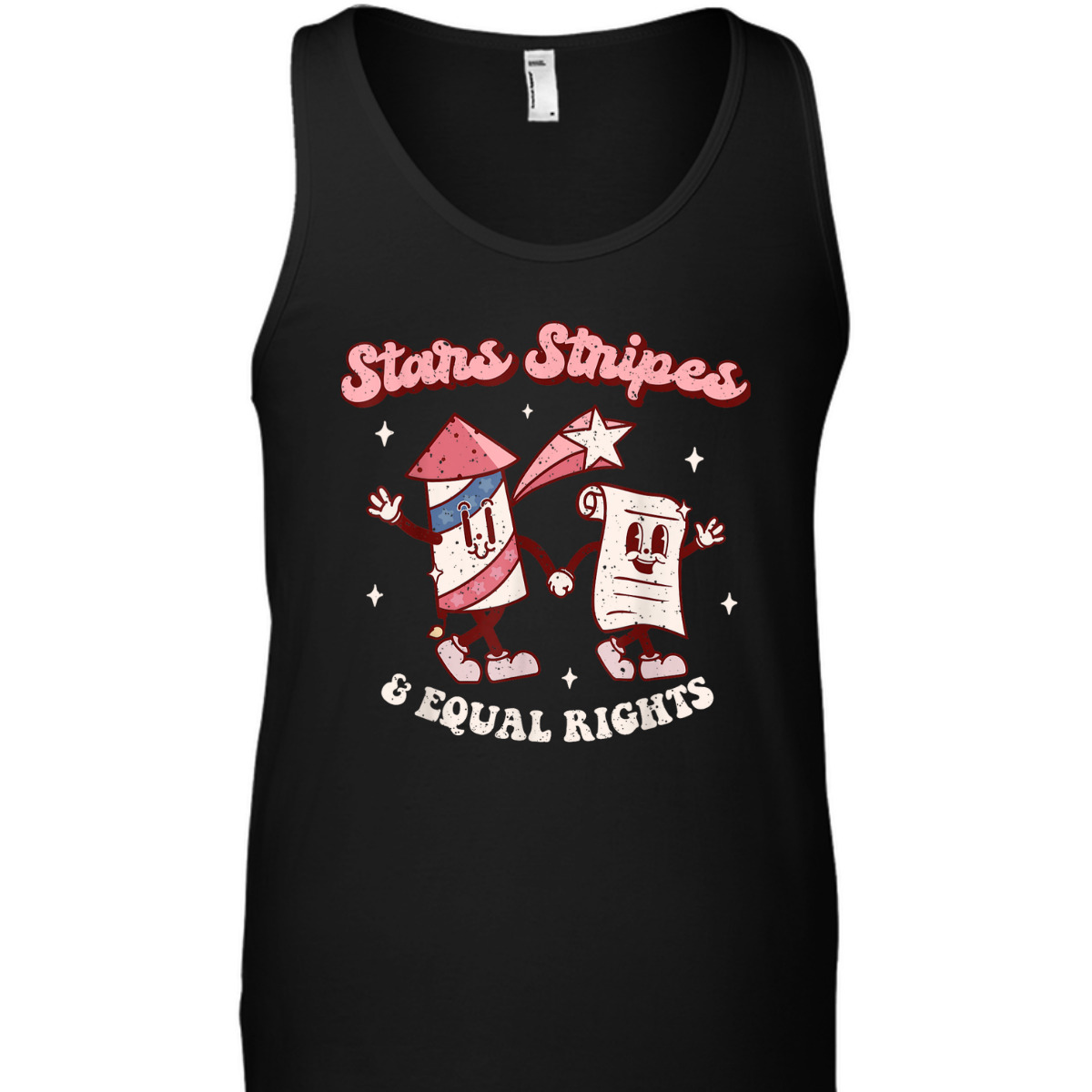 Stars Stripes & Equal Rights 4th Of July Retro Groovy T-Shirt
