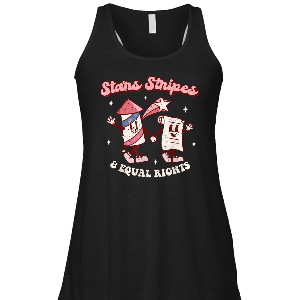 Stars Stripes & Equal Rights 4th Of July Retro Groovy T-Shirt Stars Stripes & Equal Rights 4th Of July Retro Groovy T-Shirt