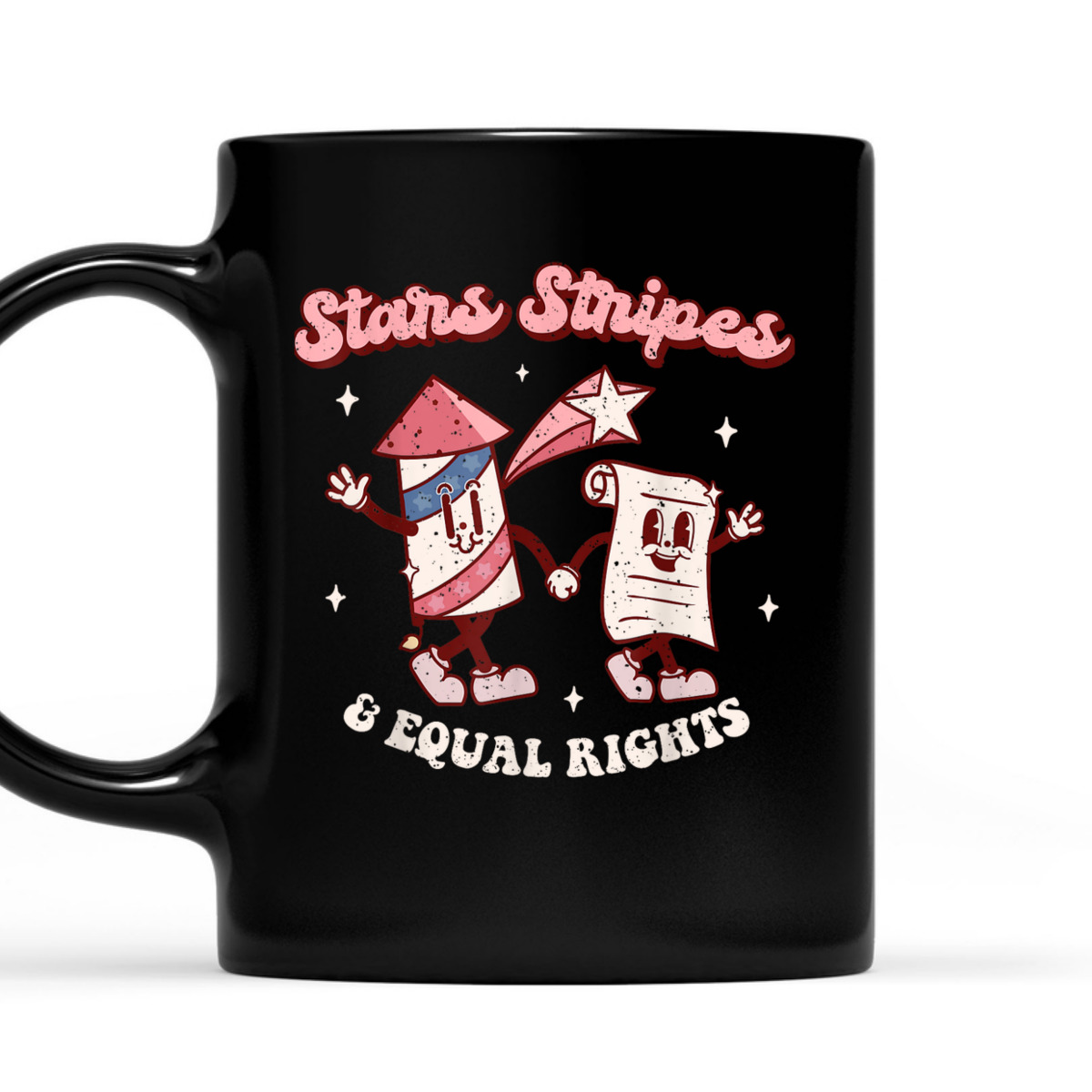 Stars Stripes & Equal Rights 4th Of July Retro Groovy T-Shirt Stars Stripes & Equal Rights 4th Of July Retro Groovy T-Shirt