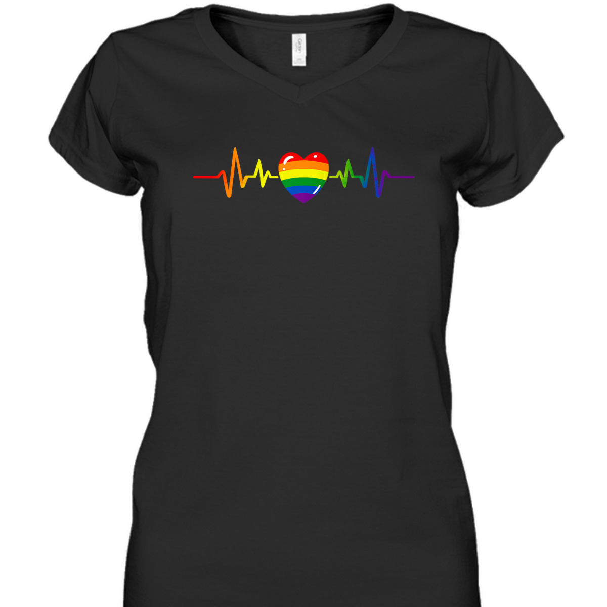 Gay Pride Rainbow Heartbeat LGBTQ Month Gender Equality T-Shirt