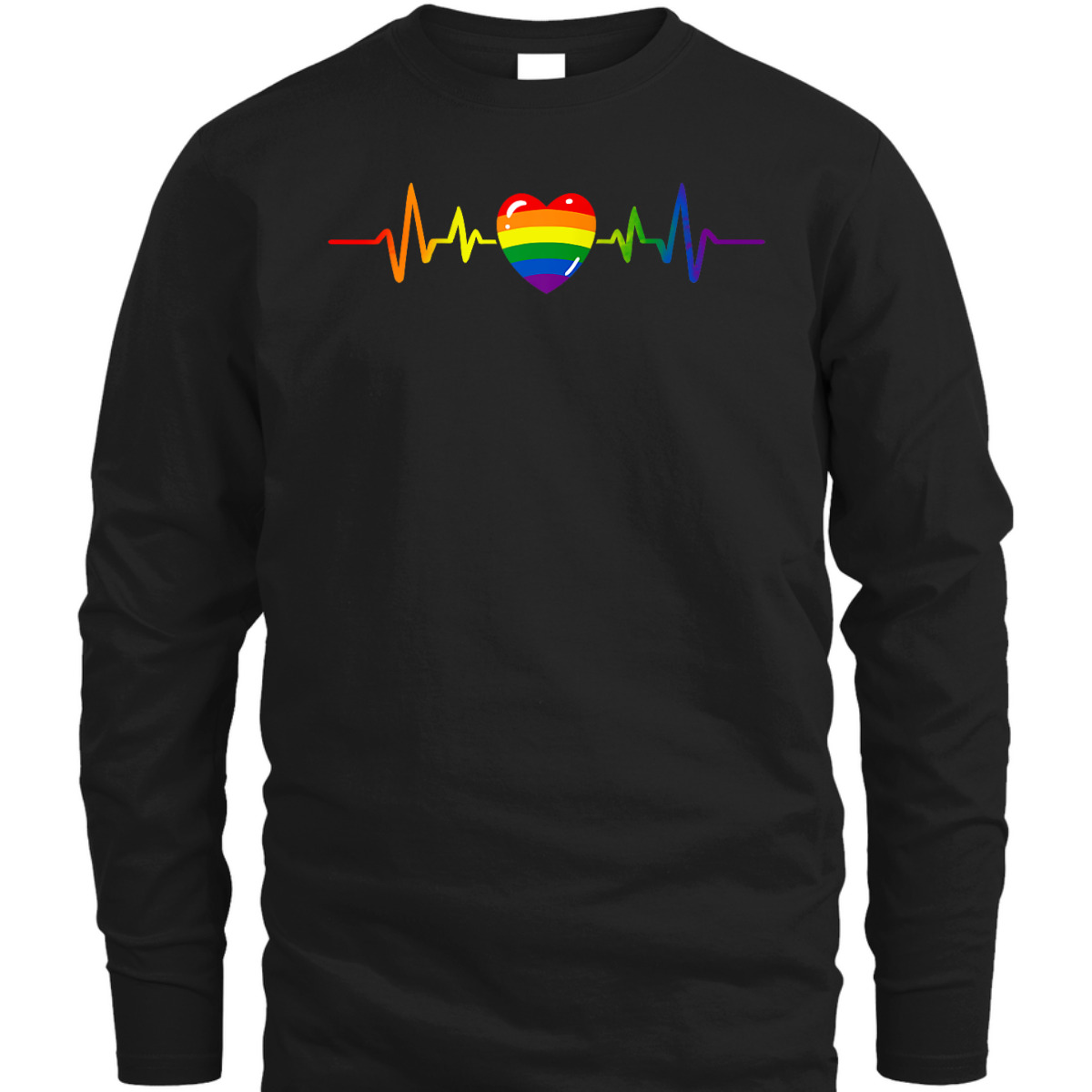 Gay Pride Rainbow Heartbeat LGBTQ Month Gender Equality T-Shirt