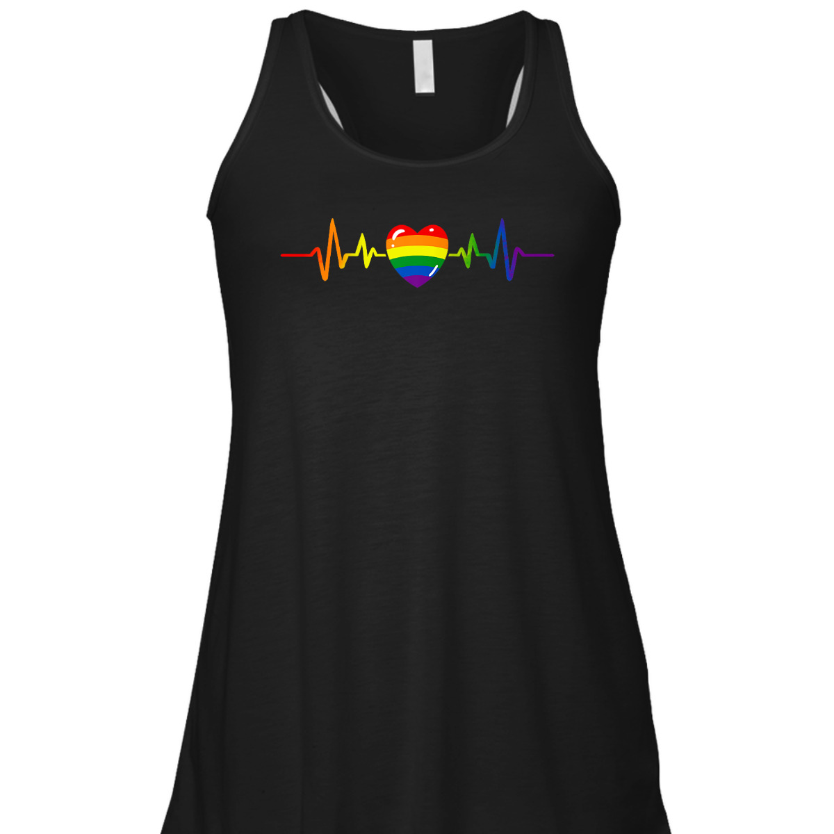 Gay Pride Rainbow Heartbeat LGBTQ Month Gender Equality T-Shirt