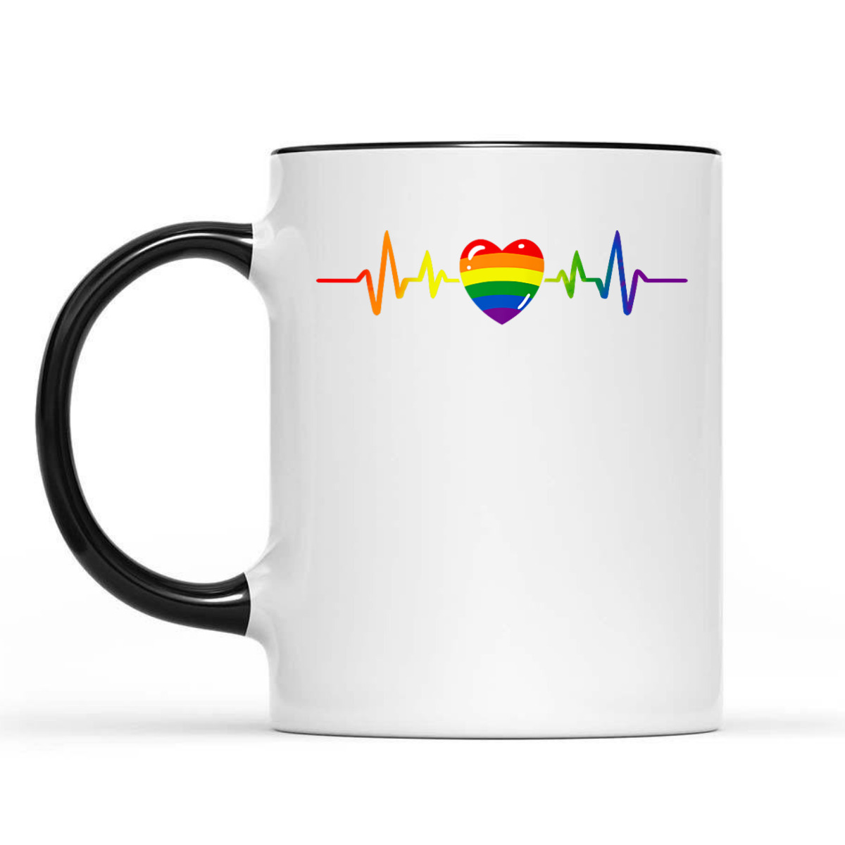 Gay Pride Rainbow Heartbeat LGBTQ Month Gender Equality T-Shirt