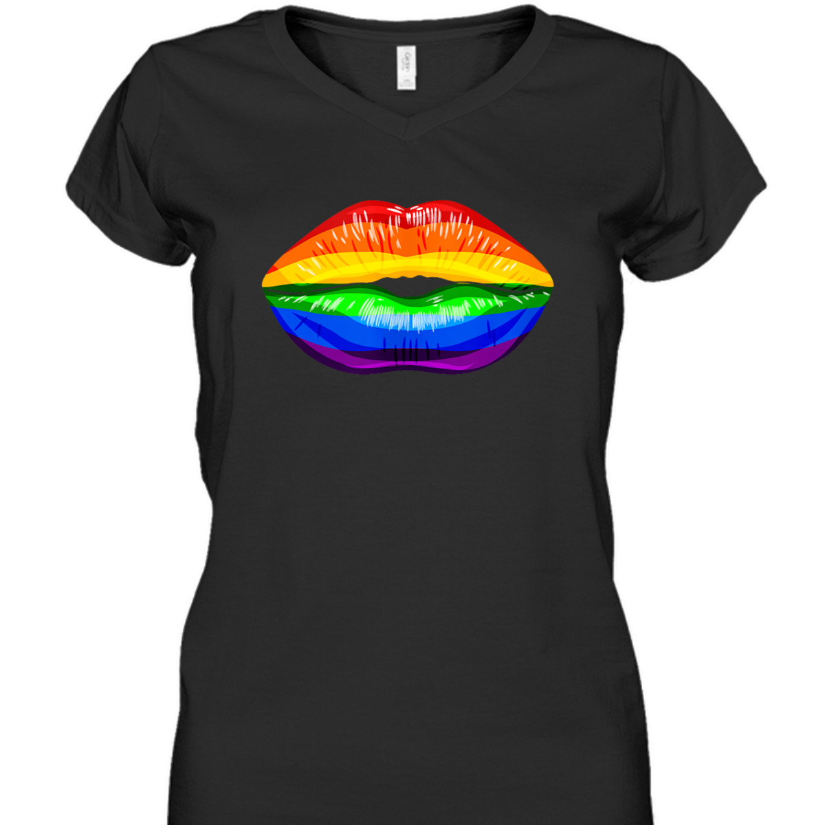 Gay Pride LGBTQ Equality Rainbow Kissing Lips T-Shirt