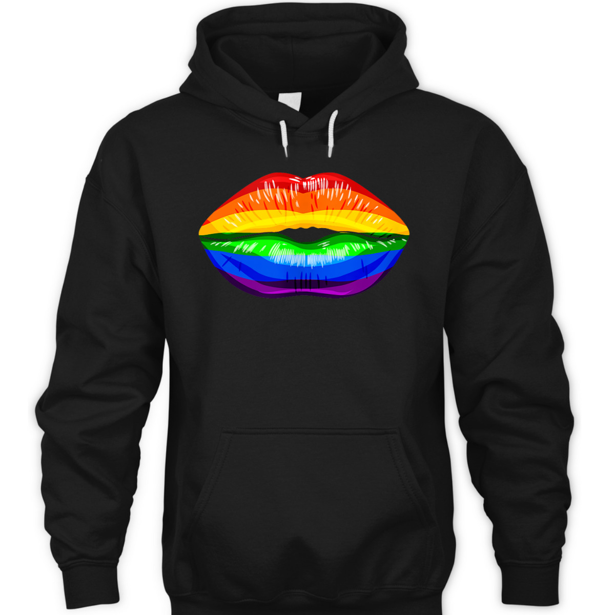 Gay Pride LGBTQ Equality Rainbow Kissing Lips T-Shirt