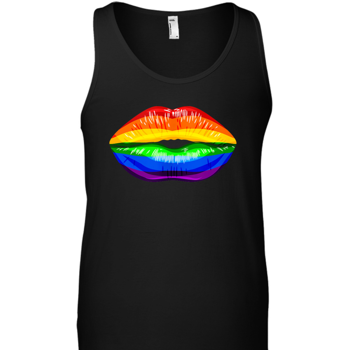 Gay Pride LGBTQ Equality Rainbow Kissing Lips T-Shirt