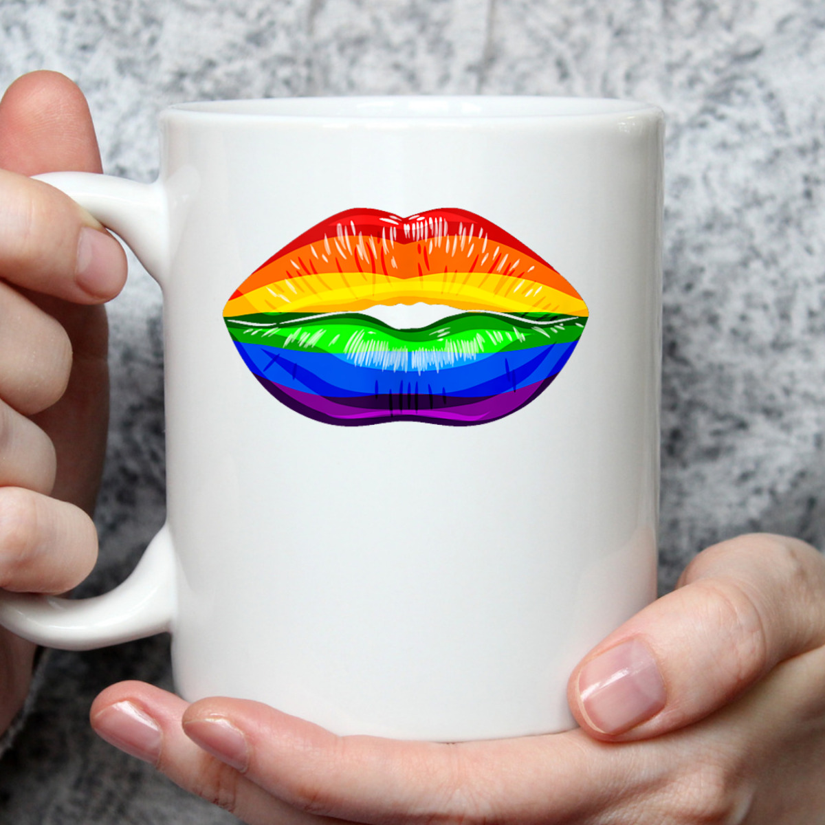 Gay Pride LGBTQ Equality Rainbow Kissing Lips T-Shirt