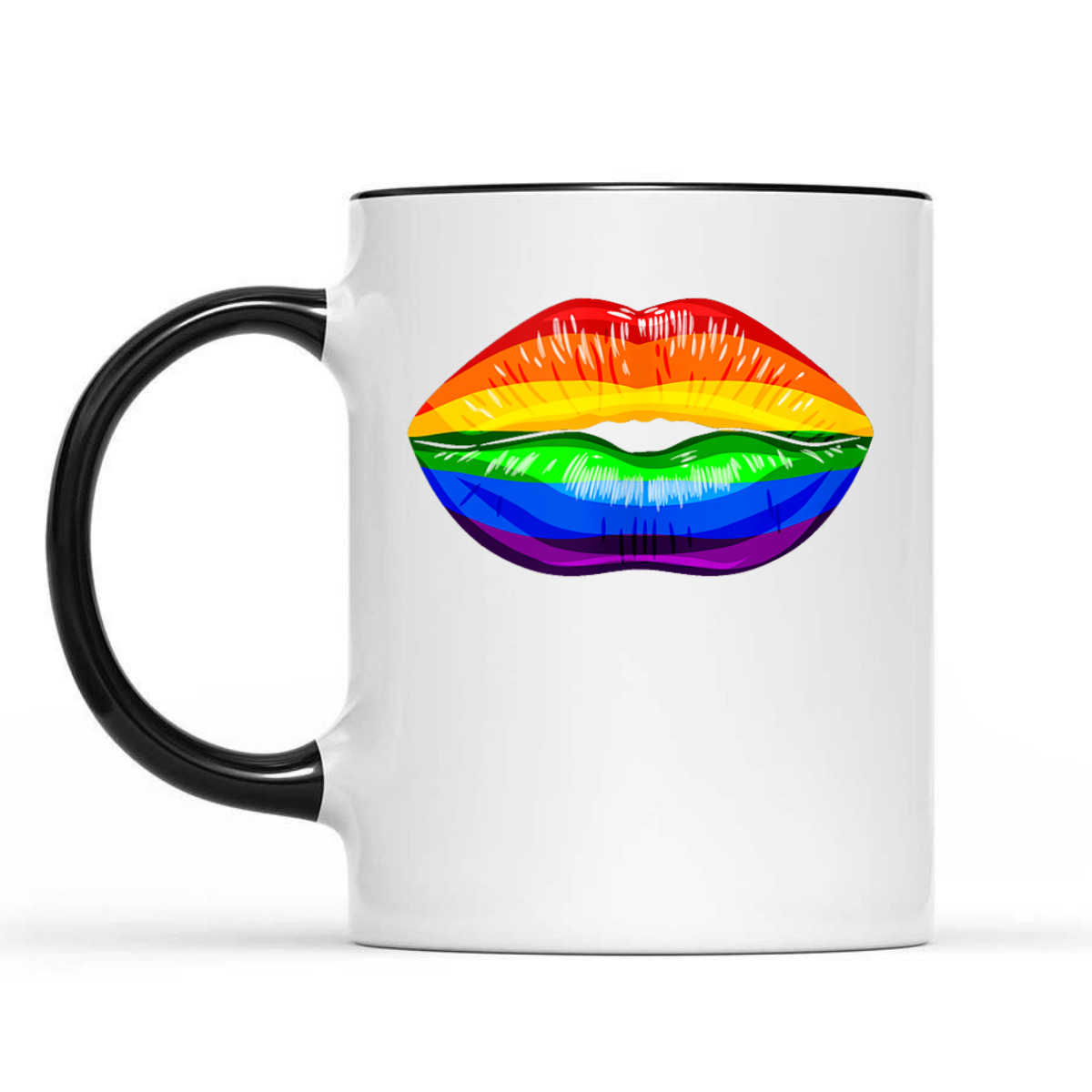 Gay Pride LGBTQ Equality Rainbow Kissing Lips T-Shirt