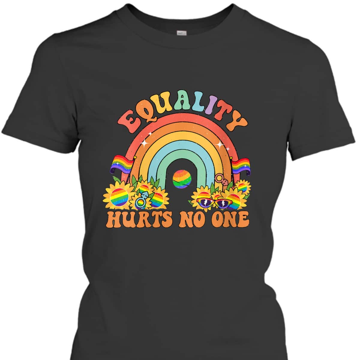 Womens Equality Hurts No One Groovy LGBT Equality Pride Human Right T-Shirt