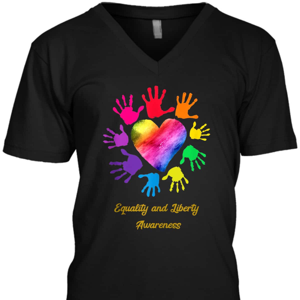 Equality And Liberty Awareness Colored Hands T-Shirt Equality And Liberty Awareness Colored Hands T-Shirt