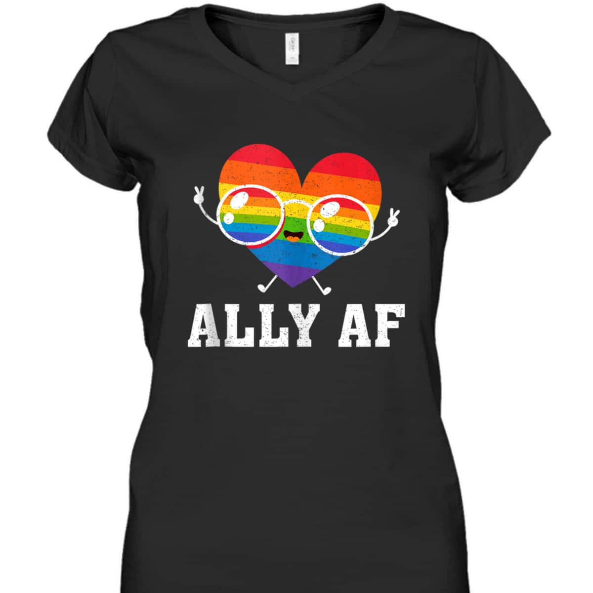 Ally AF Heart Rainbow Lesbian Love Equality Gay Pride Month T-Shirt