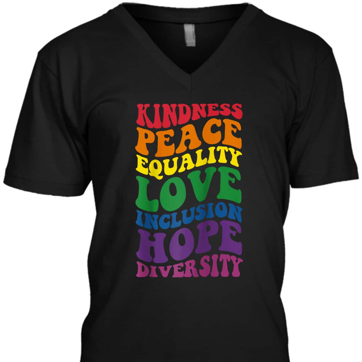 Groovy Kindness Peace Equality Rainbow Flag LGBTQ Ally Pride T-Shirt