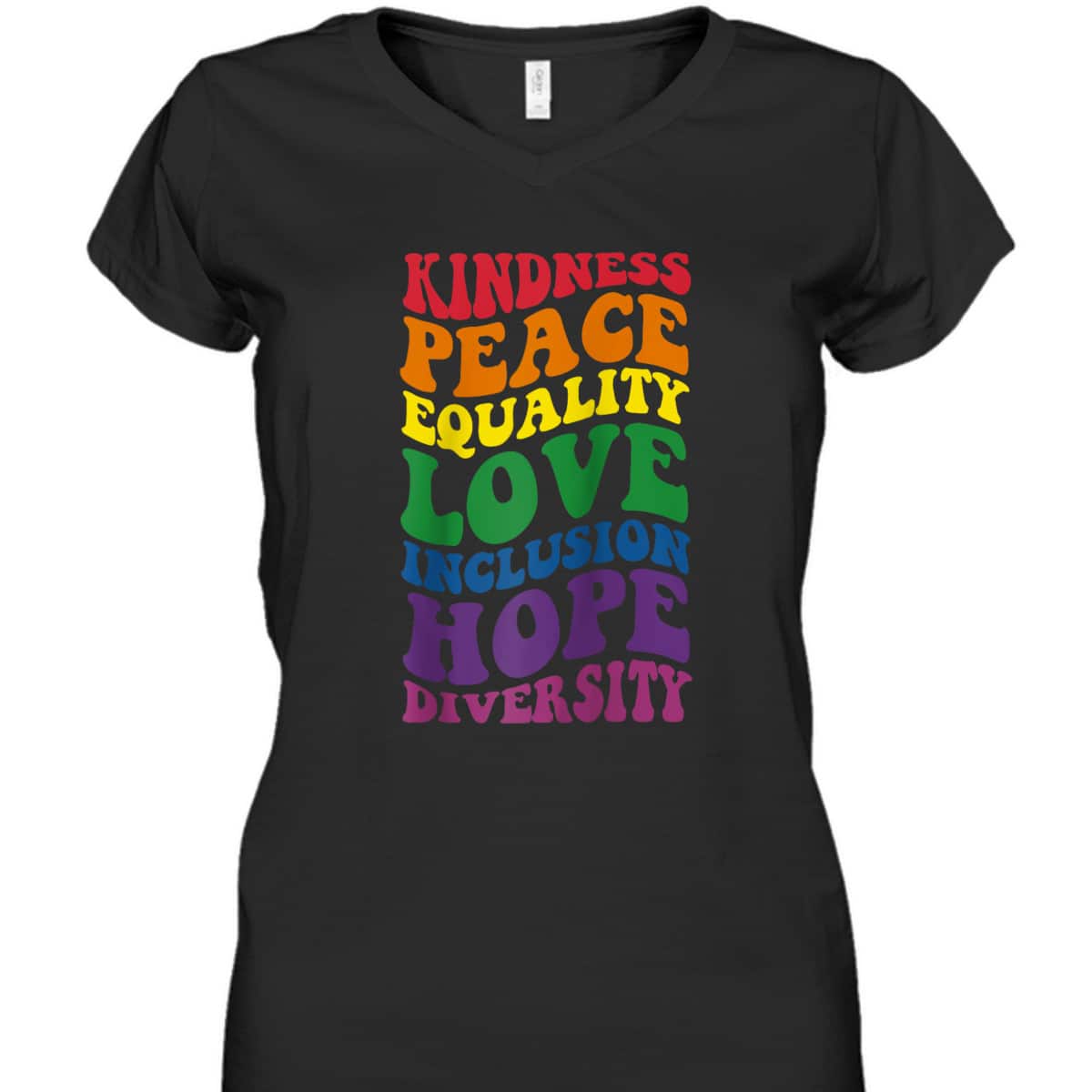 Groovy Kindness Peace Equality Rainbow Flag LGBTQ Ally Pride T-Shirt