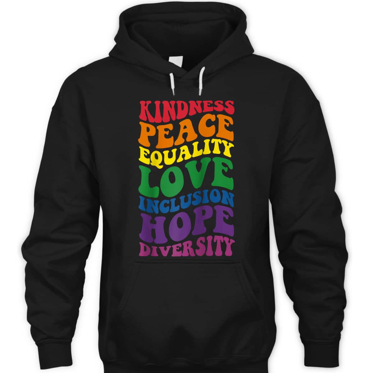 Groovy Kindness Peace Equality Rainbow Flag LGBTQ Ally Pride T-Shirt