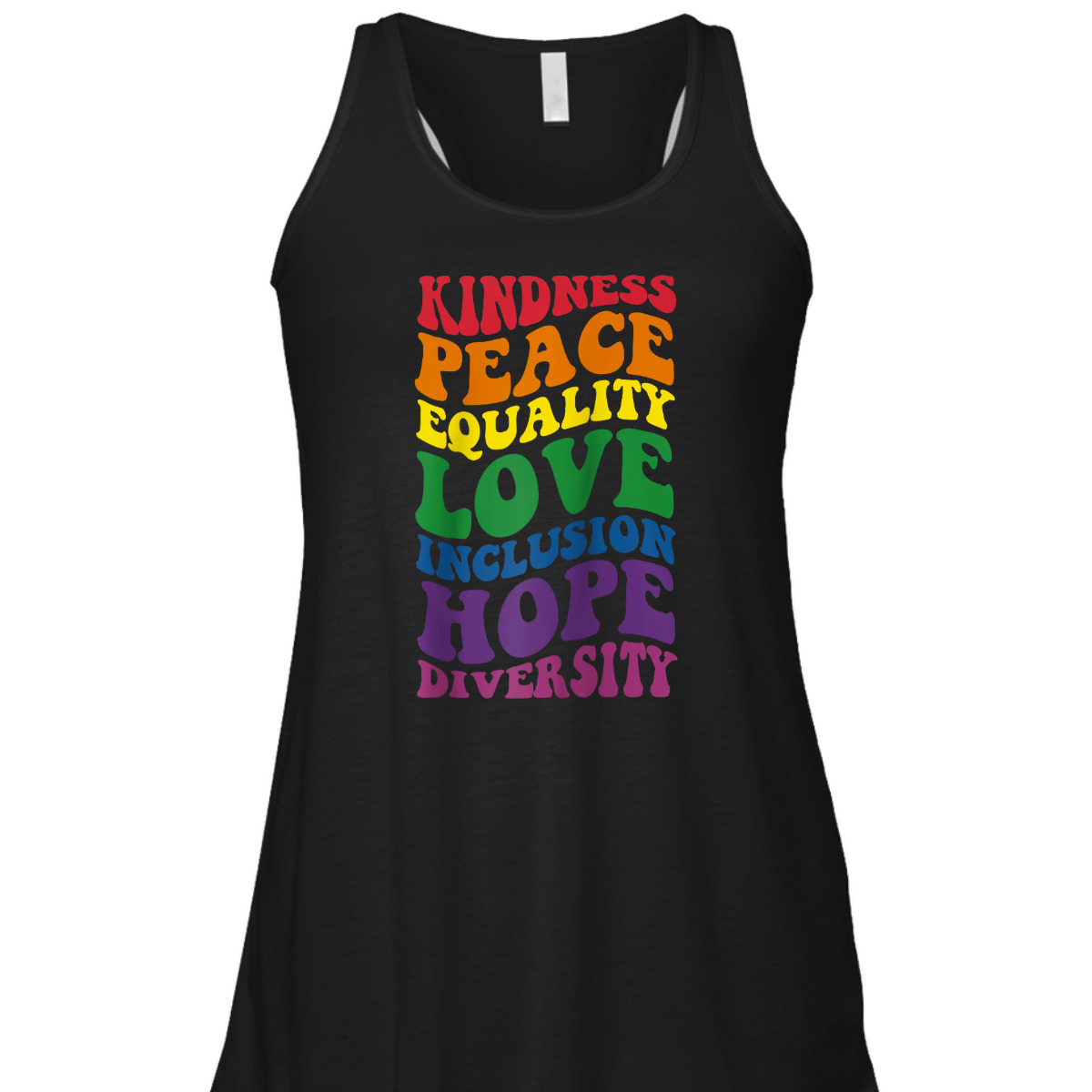 Groovy Kindness Peace Equality Rainbow Flag LGBTQ Ally Pride T-Shirt