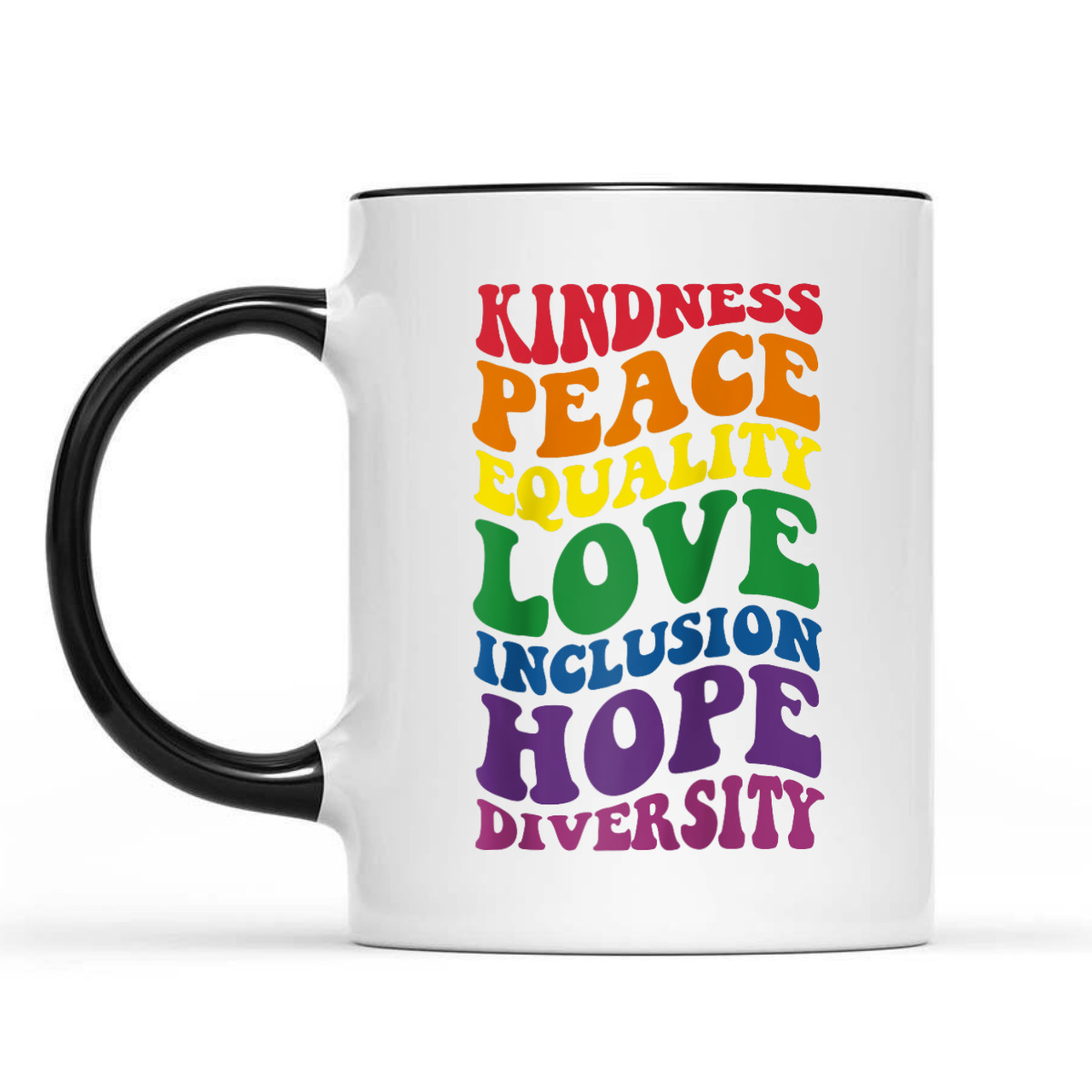 Groovy Kindness Peace Equality Rainbow Flag LGBTQ Ally Pride T-Shirt