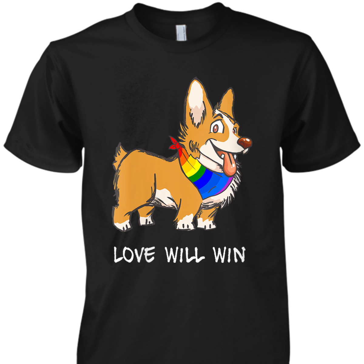 Womens Love Will Win LGBTQ Gay Pride Love Equality Cute Corgi Dog T-Shirt