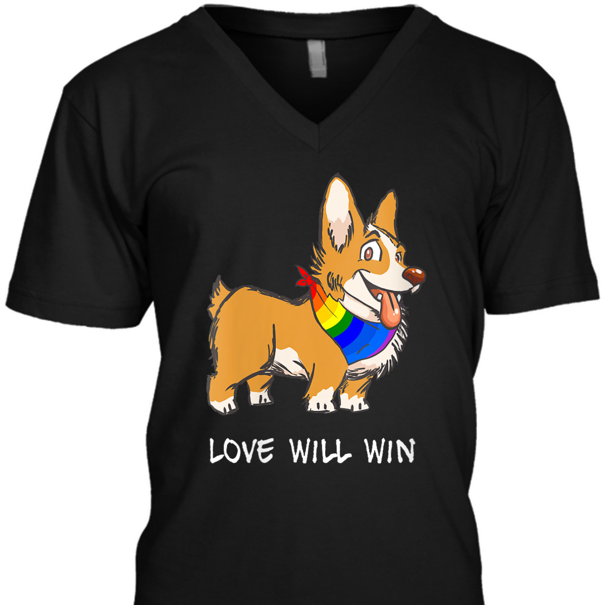 Womens Love Will Win LGBTQ Gay Pride Love Equality Cute Corgi Dog T-Shirt