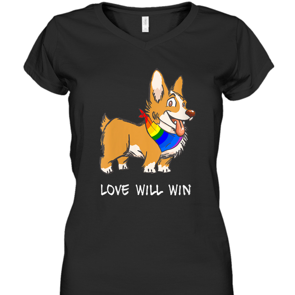 Womens Love Will Win LGBTQ Gay Pride Love Equality Cute Corgi Dog T-Shirt