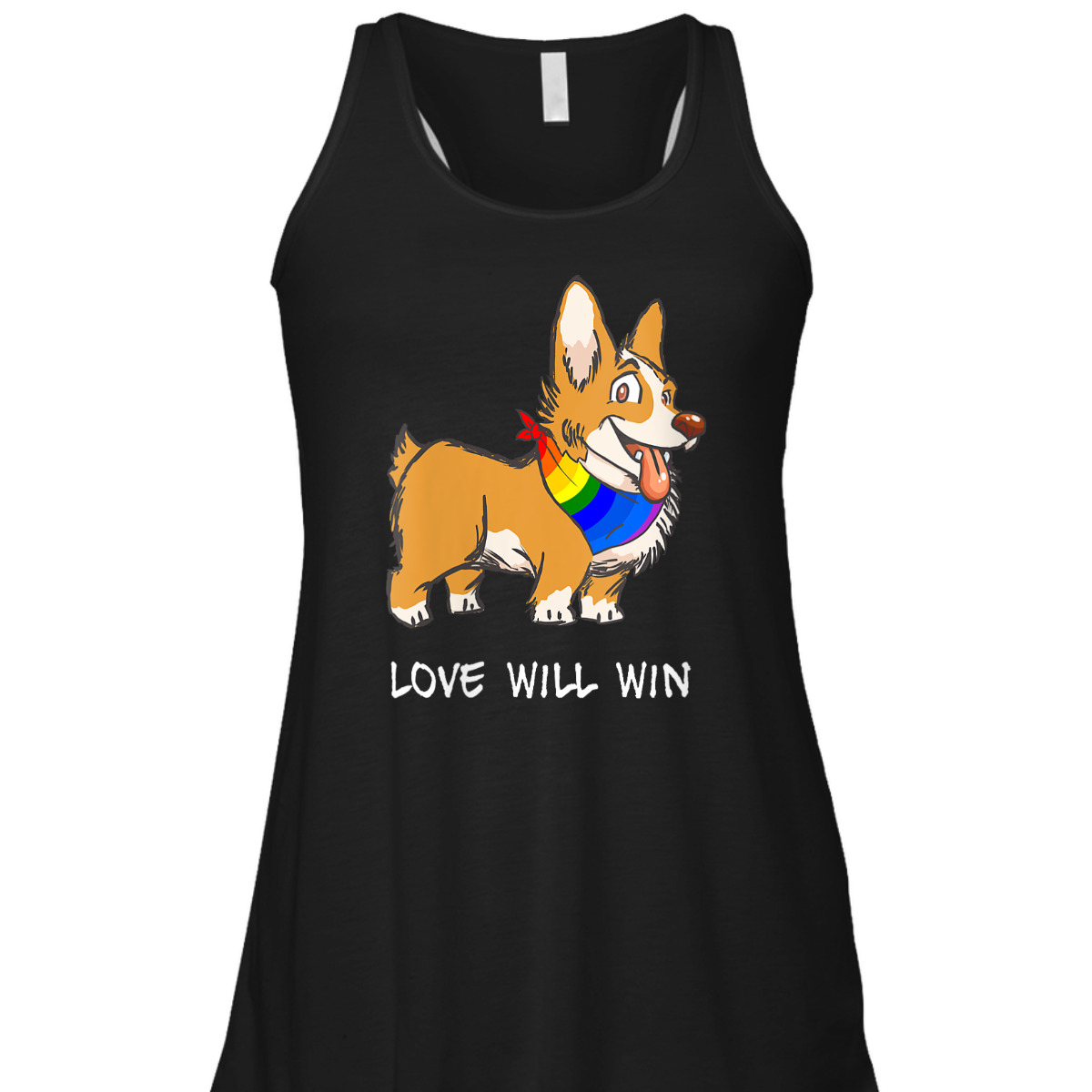 Womens Love Will Win LGBTQ Gay Pride Love Equality Cute Corgi Dog T-Shirt