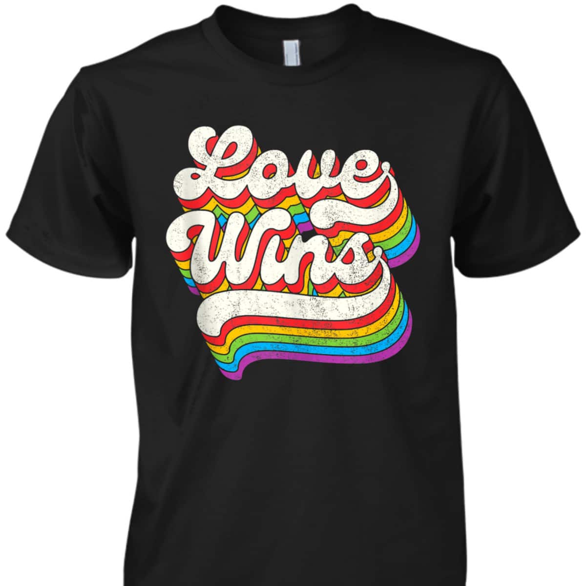 LGBTQ Love Wins Gay Pride LGBT Ally Rainbow Flag Vintage T-Shirt