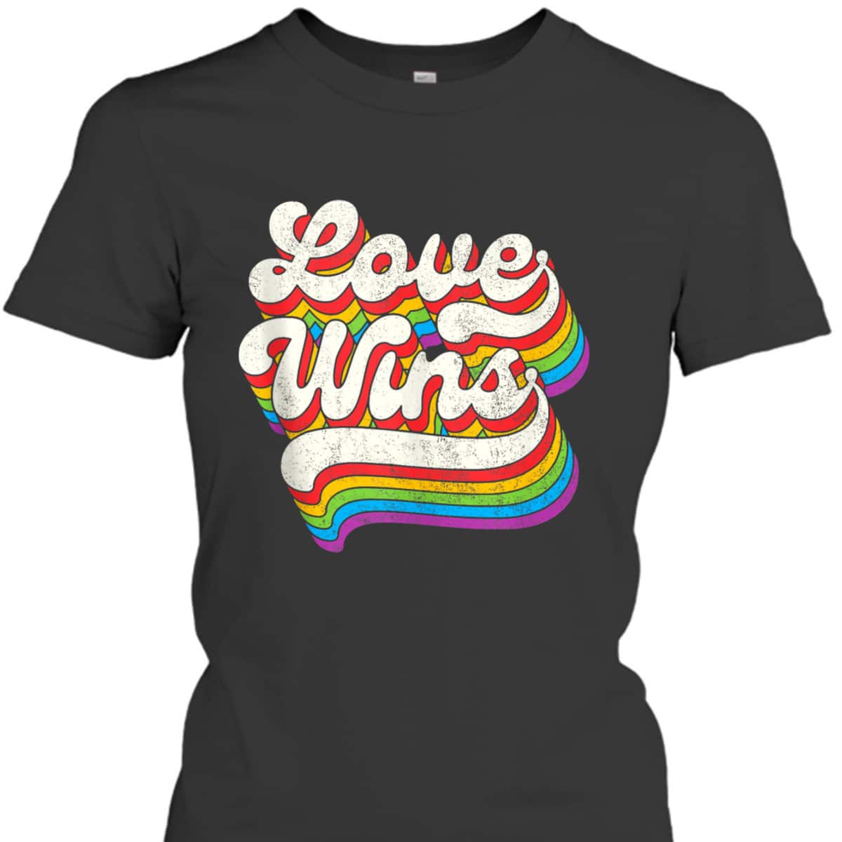 LGBTQ Love Wins Gay Pride LGBT Ally Rainbow Flag Vintage T-Shirt