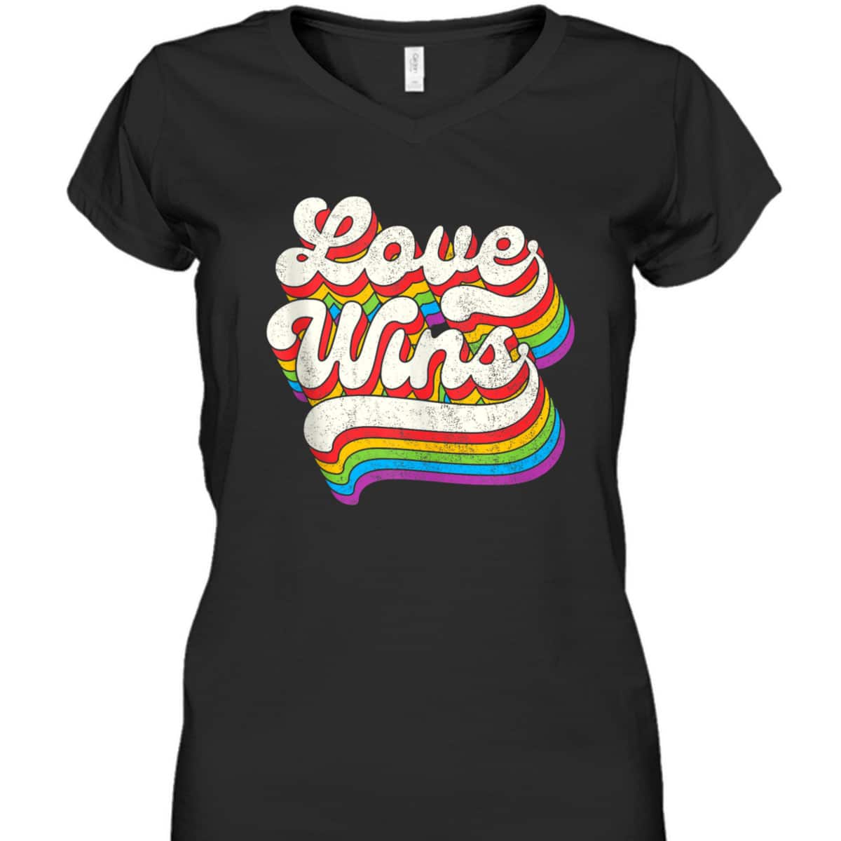 LGBTQ Love Wins Gay Pride LGBT Ally Rainbow Flag Vintage T-Shirt
