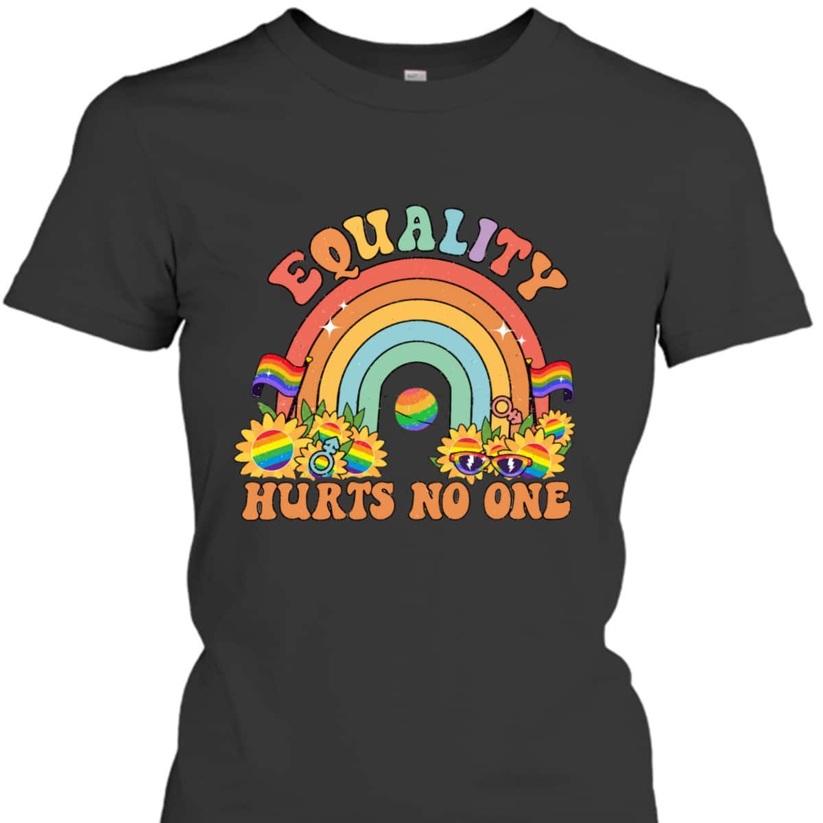 Equality Hurts No One Groovy LGBT Equality Pride Human Right T-Shirt
