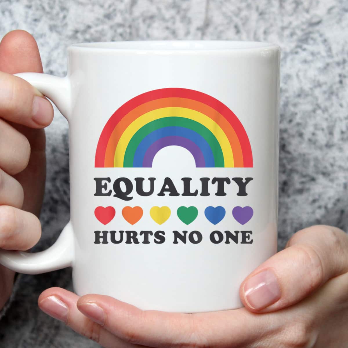 LGBT Disabled Hand Up Rainbow Equality Hurts No One T-Shirt