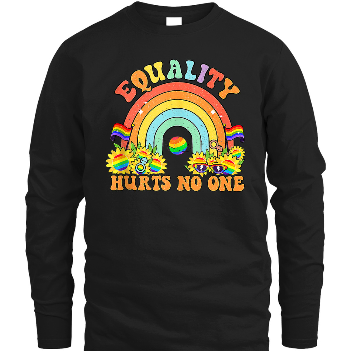 Retro Groovy Equality Hurts No One LGBT Rainbow Flag LGBT T-Shirt Retro Groovy Equality Hurts No One LGBT Rainbow Flag LGBT T-Shirt