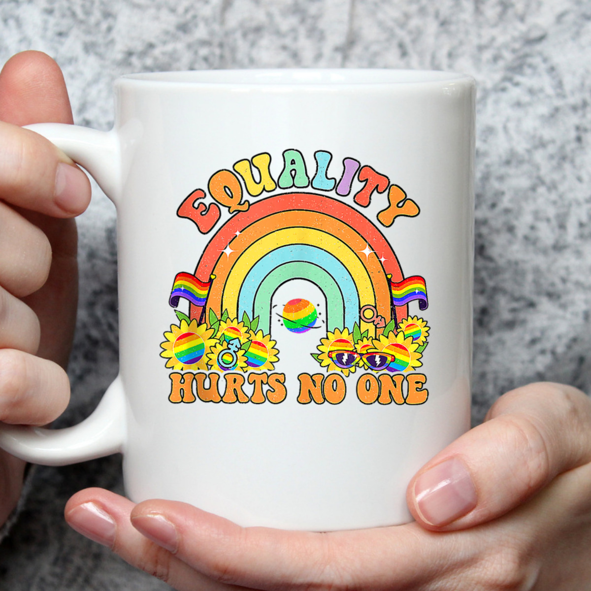 Retro Groovy Equality Hurts No One LGBT Rainbow Flag LGBT T-Shirt Retro Groovy Equality Hurts No One LGBT Rainbow Flag LGBT T-Shirt