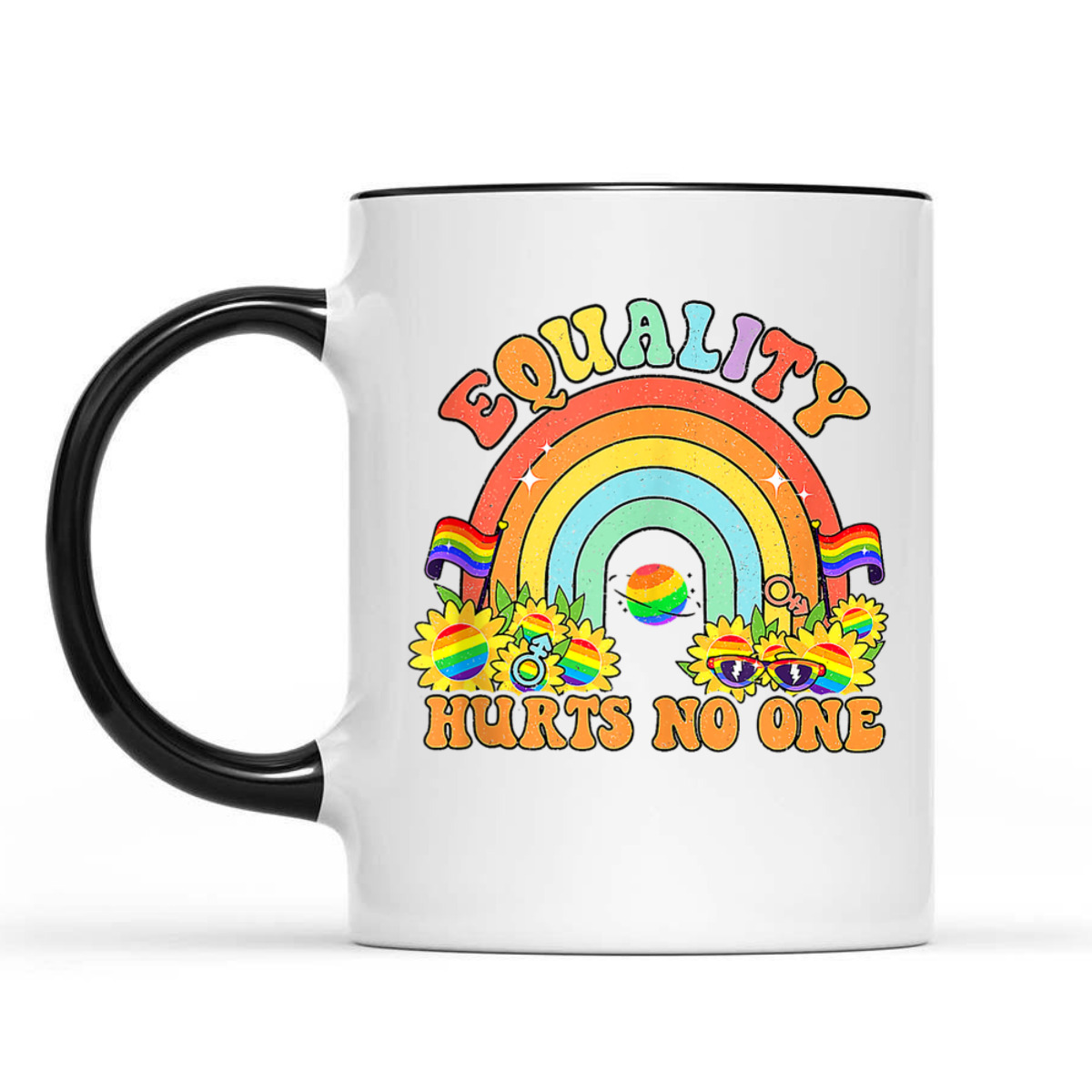 Retro Groovy Equality Hurts No One LGBT Rainbow Flag LGBT T-Shirt Retro Groovy Equality Hurts No One LGBT Rainbow Flag LGBT T-Shirt
