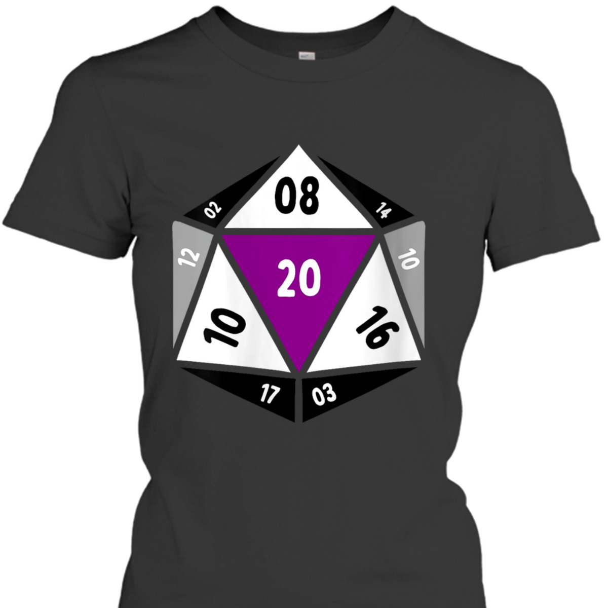 Womens Asexual D20 Dice Ace Pride LGBTQ Gender Equality Gaymer T-Shirt