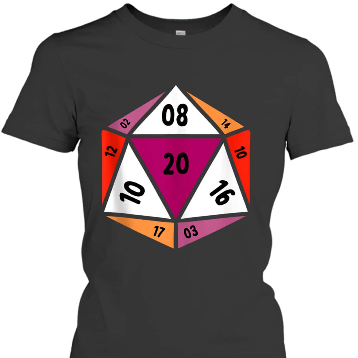 Lesbian Pride D20 Dice Gay Woman LGBTQ Ally Gender Equality T-Shirt