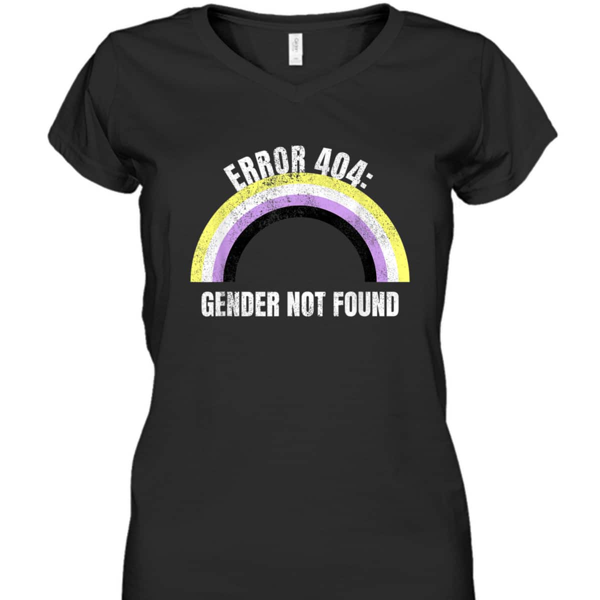 Error 404 Gender Not Found Nonbinary Flag Non Binary Pride T-Shirt