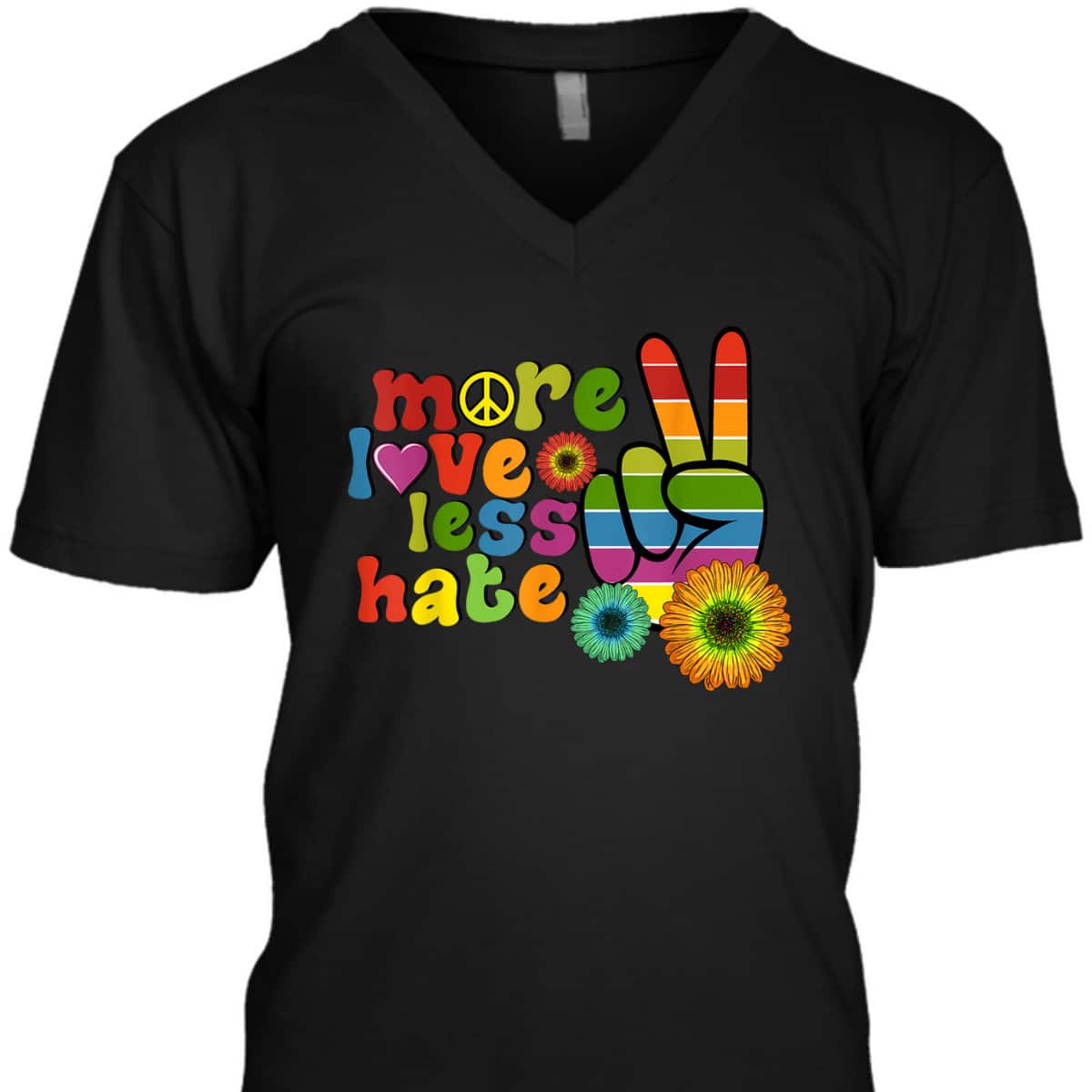 Peace Hand Sign Rainbow Love LGBTQ Lesbian Gay Pride Month T-Shirt