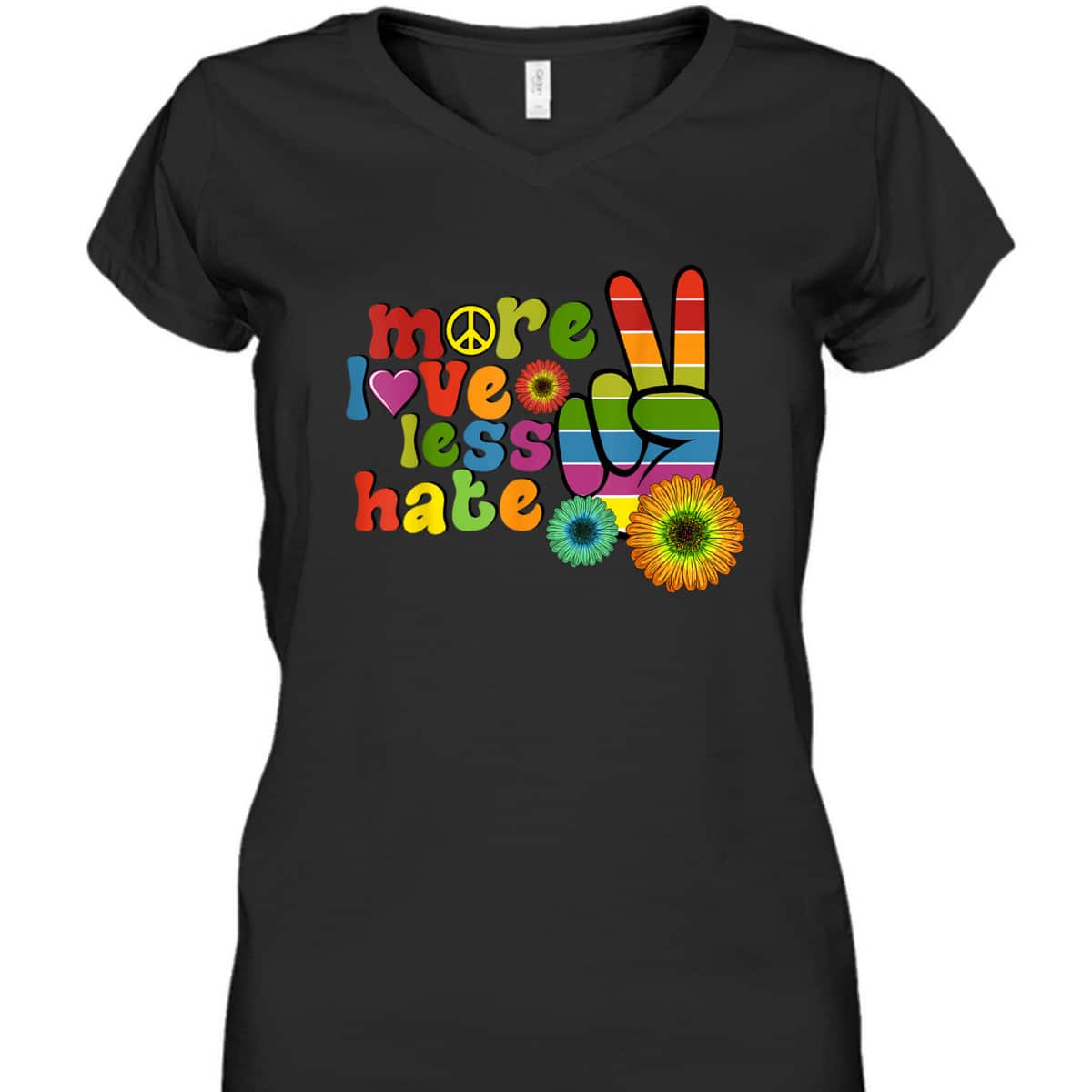 Peace Hand Sign Rainbow Love LGBTQ Lesbian Gay Pride Month T-Shirt