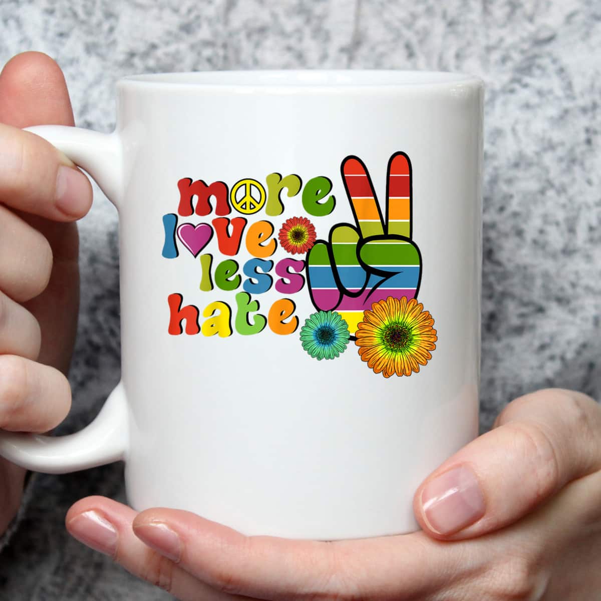 Peace Hand Sign Rainbow Love LGBTQ Lesbian Gay Pride Month T-Shirt