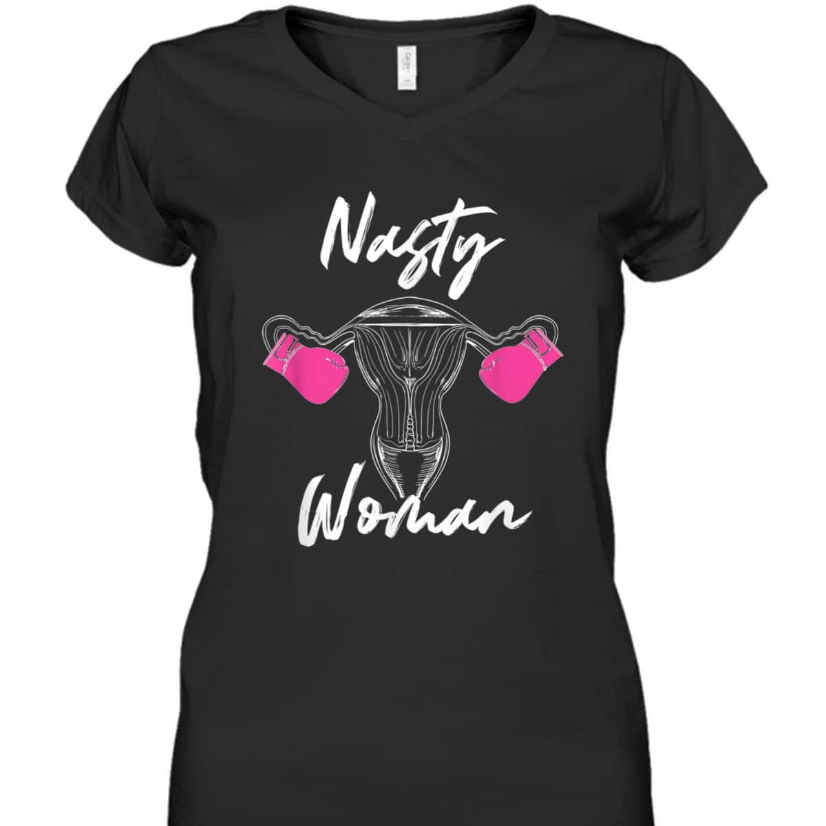 Feminist Nasty Woman Uterus Boxing Gloves T-Shirt
