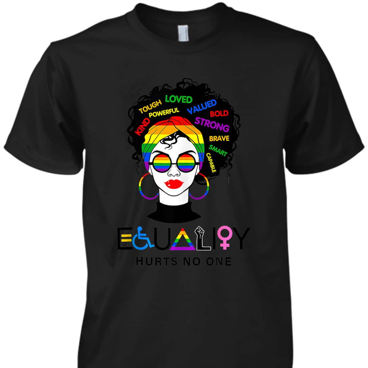 Equality Hurts No One Rainbow Sunglasses LGBT LGBTQ Pride T-Shirt