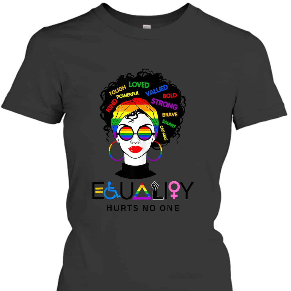 Equality Hurts No One Rainbow Sunglasses LGBT LGBTQ Pride T-Shirt