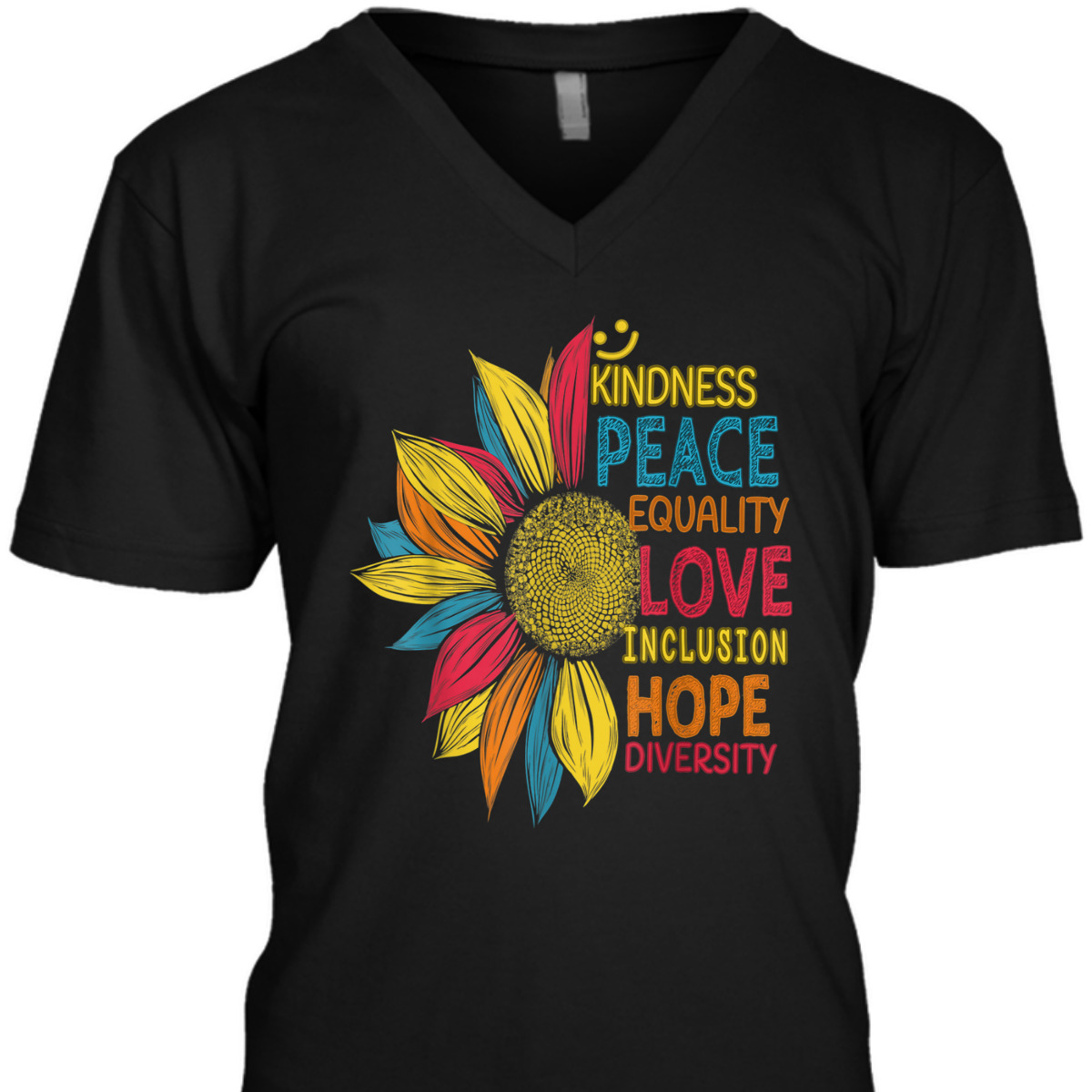 Peace Love Inclusion Equality Diversity Colorful Sunflower T-Shirt Peace Love Inclusion Equality Diversity Colorful Sunflower T-Shirt