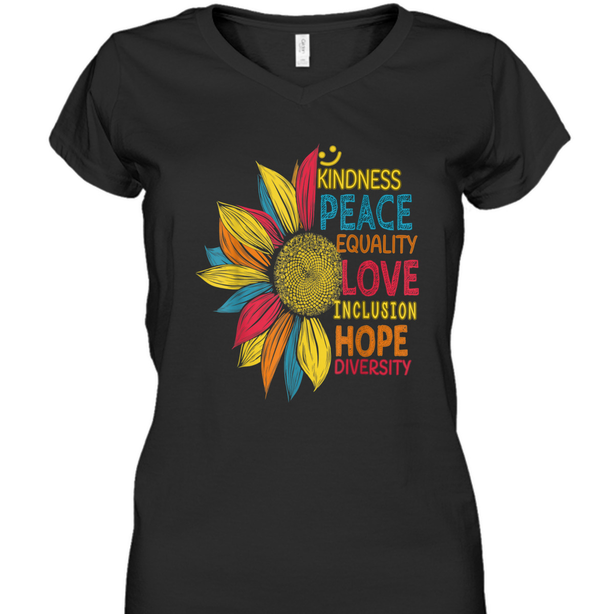Peace Love Inclusion Equality Diversity Colorful Sunflower T-Shirt Peace Love Inclusion Equality Diversity Colorful Sunflower T-Shirt
