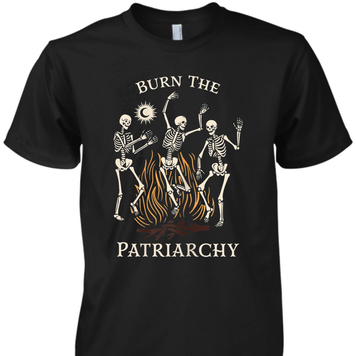 Womens Burn The Patriarchy Funny Rights Skeleton Feminist T-Shirt