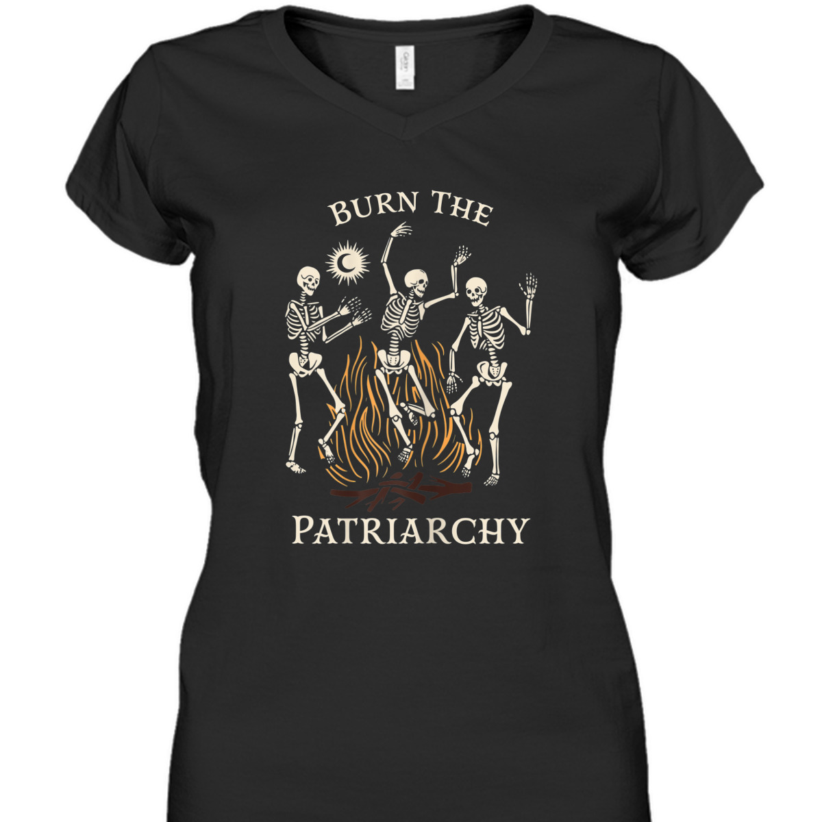 Womens Burn The Patriarchy Funny Rights Skeleton Feminist T-Shirt