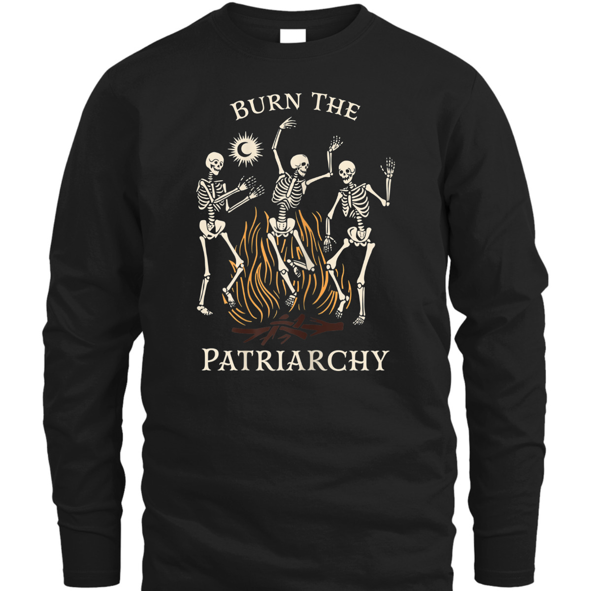 Womens Burn The Patriarchy Funny Rights Skeleton Feminist T-Shirt