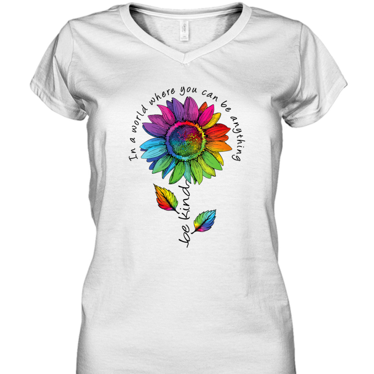 Womens LGBTQ Rainbow Sunflower World Flower Pride Be Equality Kind T-Shirt