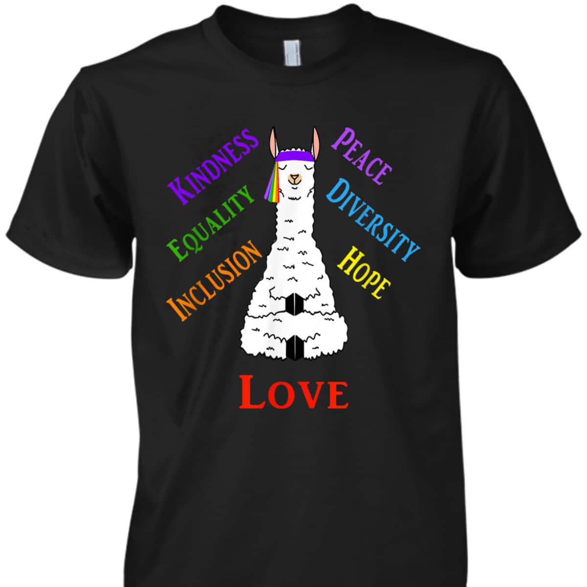 Llama Peace Love Inclusion Equality Diversity Human Rights T-Shirt