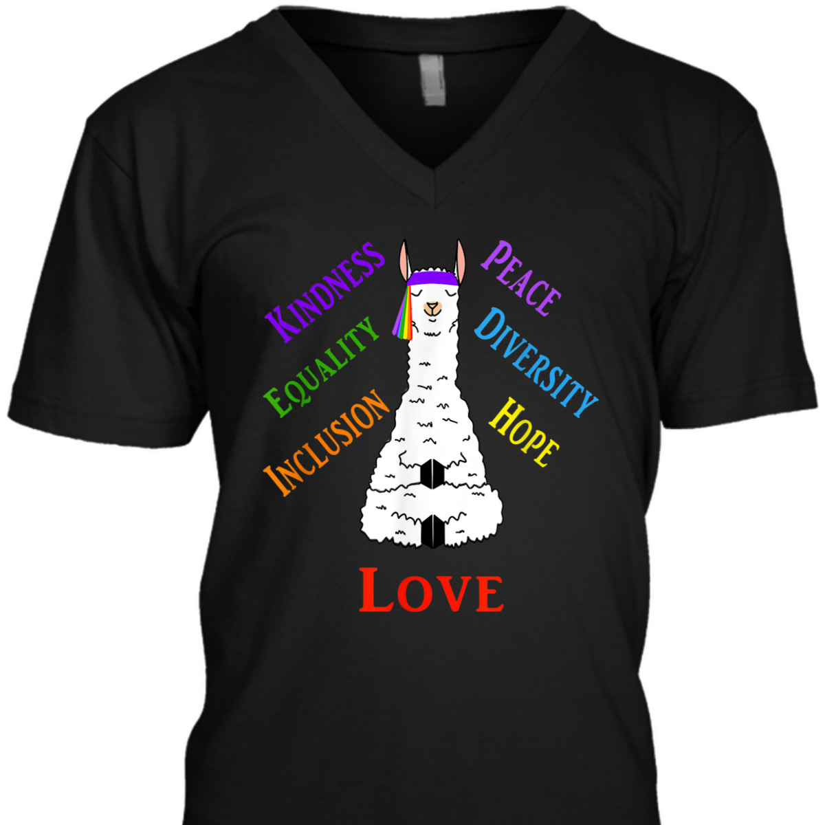 Llama Peace Love Inclusion Equality Diversity Human Rights T-Shirt